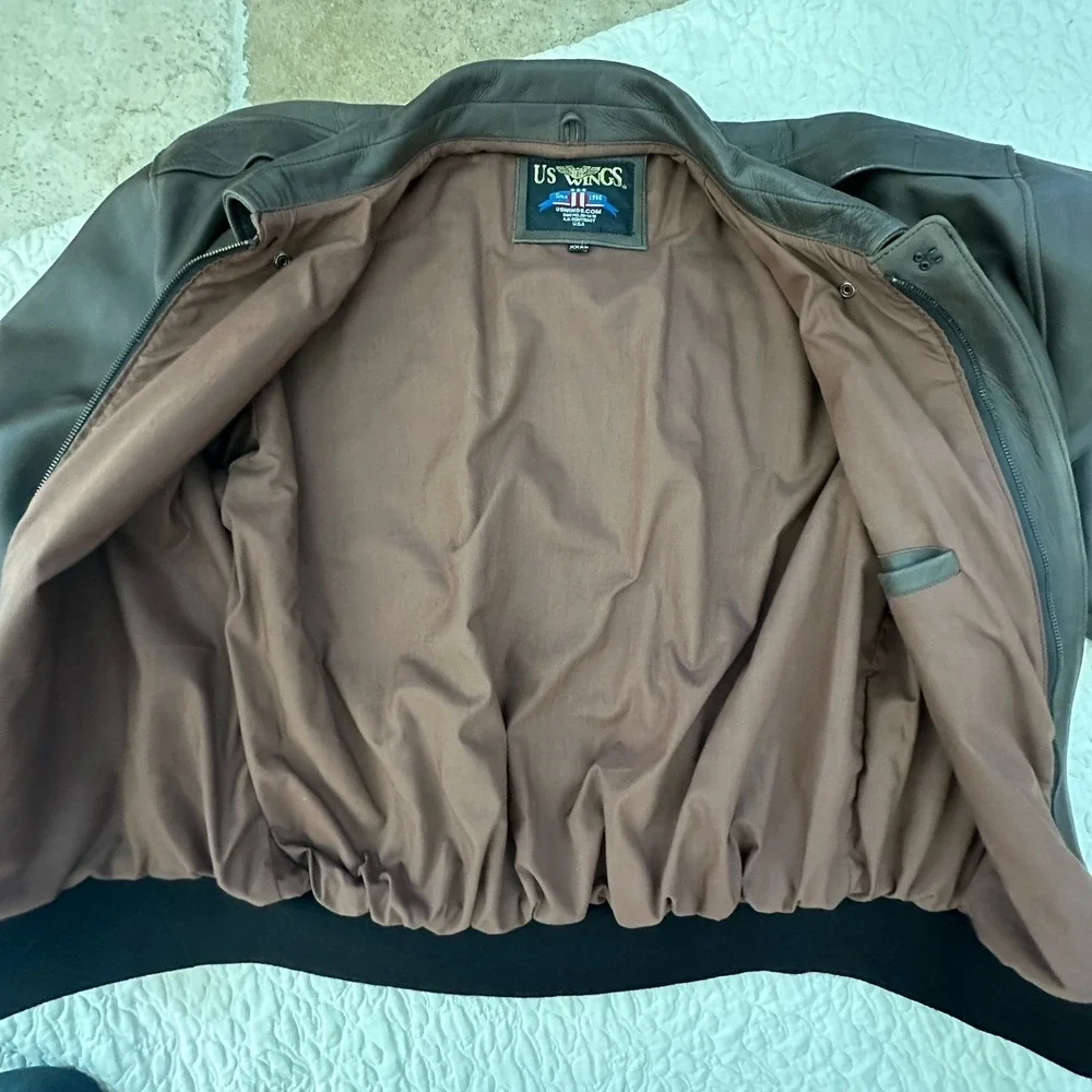 VTG US Wings Type A2 2000 Signature Series Leather Bomber Jacket XXL 52 Inch Men